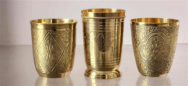 BRASS EMBOSSED  WATER GLASS